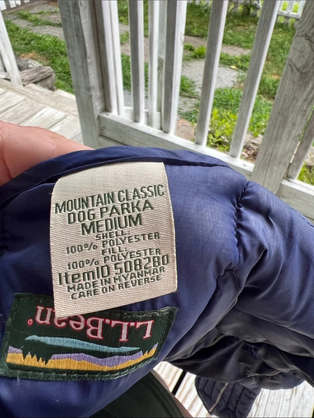 L.L. Bean Orange and Navy Quilted reversible Dog Parka